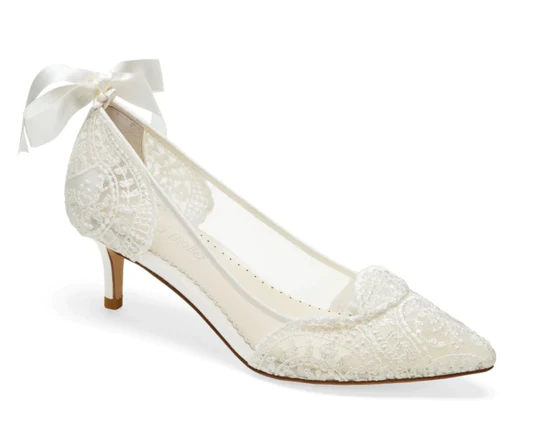 Kitten heel lace wedding shoes discount
