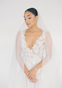 Raw Edge Cathedral Veil with Blusher | Ornaigh