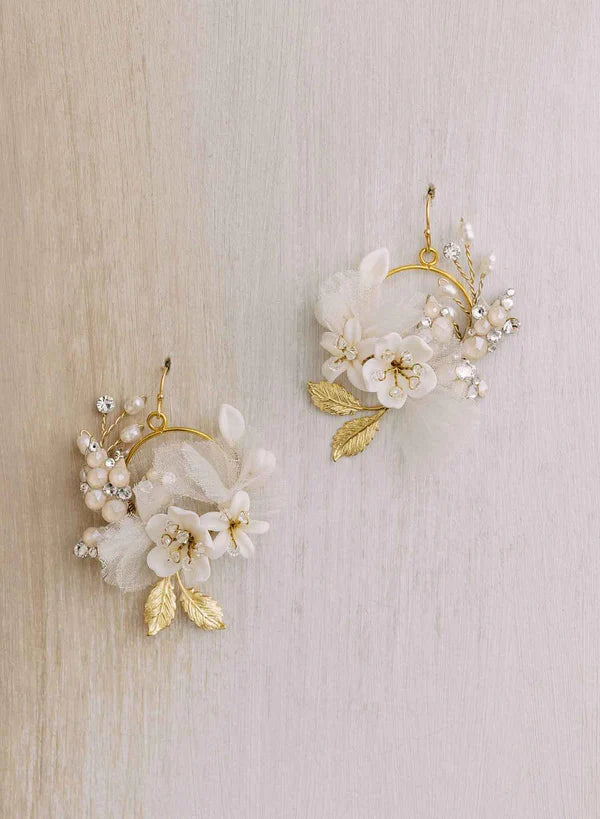Petite Creamy Floral Bridal Earrings