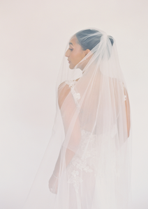 Raw Edge Cathedral Veil with Blusher | Ornaigh